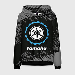 Толстовка-худи мужская Yamaha в стиле Top Gear со следами шин на фоне, цвет: 3D-черный
