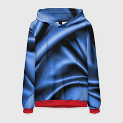 Толстовка-худи мужская Складки гладкой синей ткани, цвет: 3D-красный