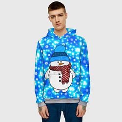 Толстовка-худи мужская Снеговик в шапке, цвет: 3D-меланж — фото 2