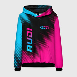 Толстовка-худи мужская Audi - neon gradient: надпись, символ, цвет: 3D-черный