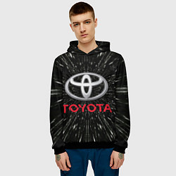 Толстовка-худи мужская Тойота, эмблема, автомобильная тема, цвет: 3D-черный — фото 2