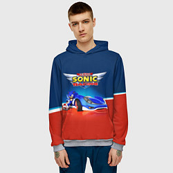Толстовка-худи мужская Team Sonic Racing - Ёжик и его точило, цвет: 3D-меланж — фото 2
