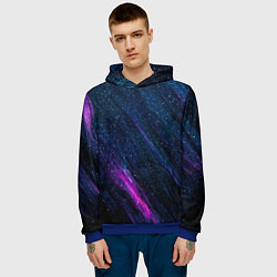 Толстовка-худи мужская Звёздное абстрактное фиолетовое небо, цвет: 3D-синий — фото 2