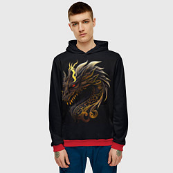 Толстовка-худи мужская Китайский дракон - ирезуми, цвет: 3D-красный — фото 2