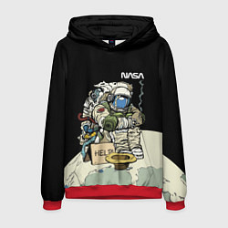 Толстовка-худи мужская NASA - Help! Astronaut - Joke, цвет: 3D-красный