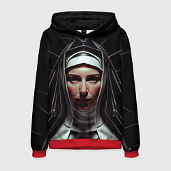 Толстовка-худи мужская Нейросеть: монахиня, цвет: 3D-красный