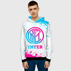 Толстовка-худи мужская Inter neon gradient style, цвет: 3D-черный — фото 2