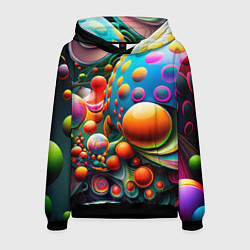 Толстовка-худи мужская Абстрактные космические шары, цвет: 3D-черный
