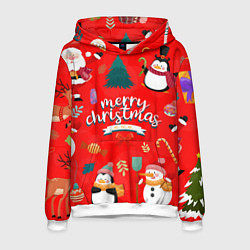 Толстовка-худи мужская Merry christmas art, цвет: 3D-белый
