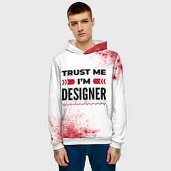 Толстовка-худи мужская Trust me Im designer white, цвет: 3D-белый — фото 2