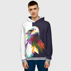 Толстовка-худи мужская Орел-птица гордая, цвет: 3D-меланж — фото 2