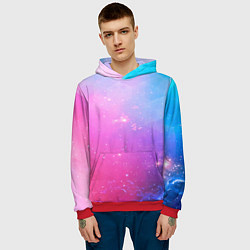Толстовка-худи мужская Звёздное геометрическое небо, цвет: 3D-красный — фото 2