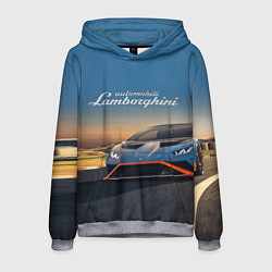 Толстовка-худи мужская Lamborghini Huracan STO - car racing, цвет: 3D-меланж