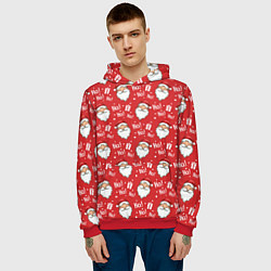 Толстовка-худи мужская Дед Мороз - Санта Клаус, цвет: 3D-красный — фото 2