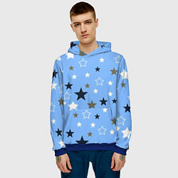 Толстовка-худи мужская Звёзды на голубом фоне, цвет: 3D-синий — фото 2