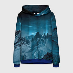 Толстовка-худи мужская Снежные горные вершины, цвет: 3D-синий