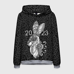 Толстовка-худи мужская Русский серый кролик 2023, цвет: 3D-меланж