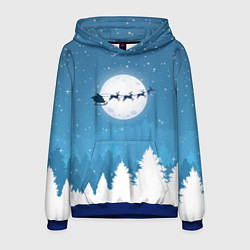 Толстовка-худи мужская Новогодняя сказка дед мороз, цвет: 3D-синий