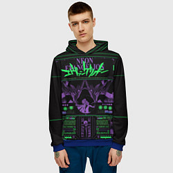 Толстовка-худи мужская Evangelion neon poster, цвет: 3D-синий — фото 2