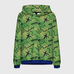 Толстовка-худи мужская Милитари граффити, цвет: 3D-синий