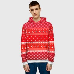 Толстовка-худи мужская Праздничный красный свитер, цвет: 3D-белый — фото 2
