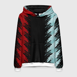 Толстовка-худи мужская Красно-бирюзовый разрыв, цвет: 3D-белый