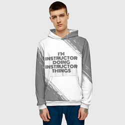 Толстовка-худи мужская Im doing instructor things: на светлом, цвет: 3D-белый — фото 2