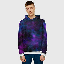 Толстовка-худи мужская Космос с галактиками, цвет: 3D-белый — фото 2