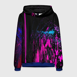 Толстовка-худи мужская Фиолетовые линии и нейроны, цвет: 3D-синий