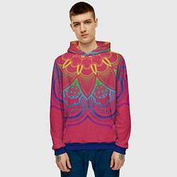 Толстовка-худи мужская Viva magenta mandala, цвет: 3D-синий — фото 2