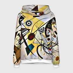 Толстовка-худи мужская Поперечная линия - Василий Кандинский, цвет: 3D-белый