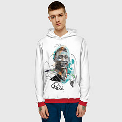 Толстовка-худи мужская Пеле бразильский футболист, цвет: 3D-красный — фото 2