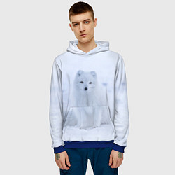 Толстовка-худи мужская Белоснежный Песец, цвет: 3D-синий — фото 2