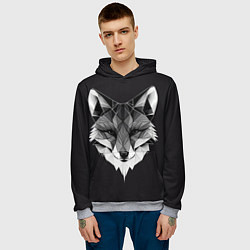 Толстовка-худи мужская Lowpoly fox, цвет: 3D-меланж — фото 2
