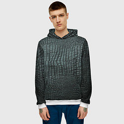 Толстовка-худи мужская Кожа крокодила - fashion, цвет: 3D-белый — фото 2