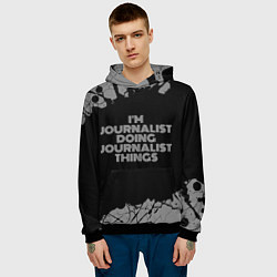 Толстовка-худи мужская Im journalist doing journalist things: на темном, цвет: 3D-черный — фото 2