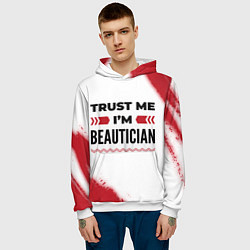 Толстовка-худи мужская Trust me Im beautician white, цвет: 3D-белый — фото 2