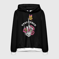 Толстовка-худи мужская Stay true, цвет: 3D-белый