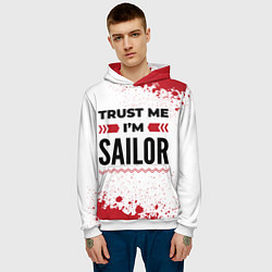 Толстовка-худи мужская Trust me Im sailor white, цвет: 3D-белый — фото 2
