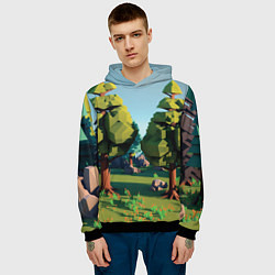 Толстовка-худи мужская Воксельный лес, цвет: 3D-черный — фото 2