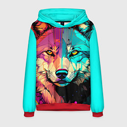 Толстовка-худи мужская Яркий волк, цвет: 3D-красный