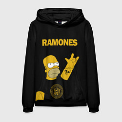 Толстовка-худи мужская Ramones Гомер Симпсон рокер, цвет: 3D-черный
