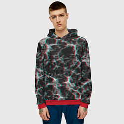 Толстовка-худи мужская Сеть нейронов, цвет: 3D-красный — фото 2