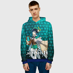 Толстовка-худи мужская Венти элементали, цвет: 3D-синий — фото 2