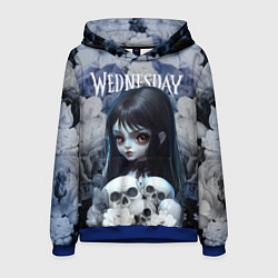 Толстовка-худи мужская Уэнсдей Адамс в цветах - мрачный арт, цвет: 3D-синий