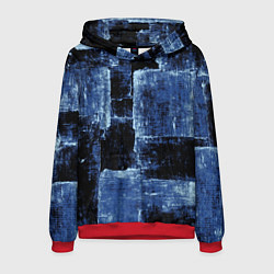 Толстовка-худи мужская Синий абстракт, цвет: 3D-красный