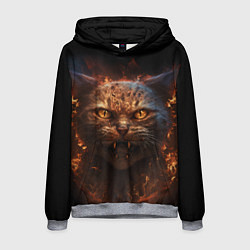 Толстовка-худи мужская Огненный кот, цвет: 3D-меланж