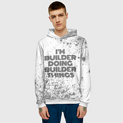 Толстовка-худи мужская Im doing builder things: на светлом, цвет: 3D-белый — фото 2