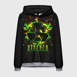 Толстовка-худи мужская S T A L K E R yellow-green fire, цвет: 3D-меланж