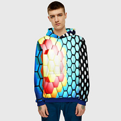 Толстовка-худи мужская Shape abstract color, цвет: 3D-синий — фото 2